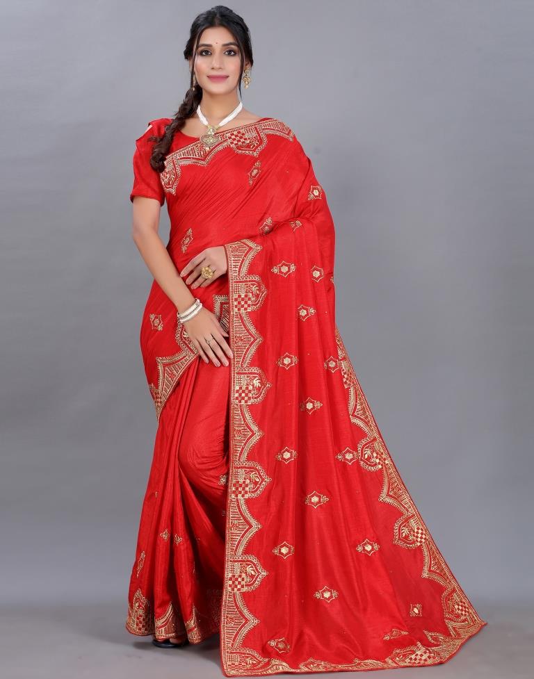 Red Embroidery Saree | Sudathi