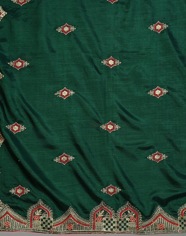 Bottle Green Embroidery Saree | Sudathi