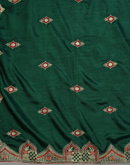 Bottle Green Embroidery Saree | Sudathi