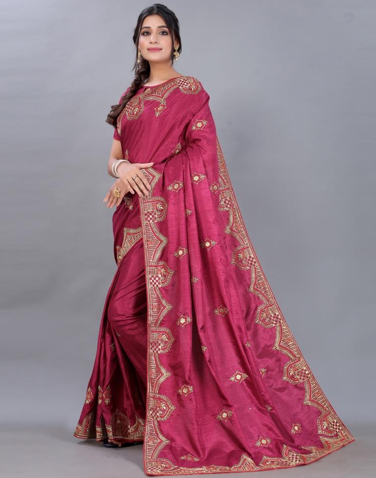 Maroon Embroidery Saree | Sudathi
