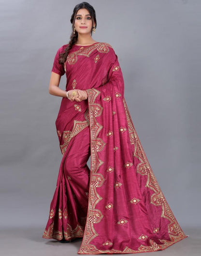 Maroon Embroidery Saree | Sudathi