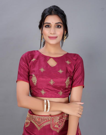 Maroon Embroidery Saree | Sudathi