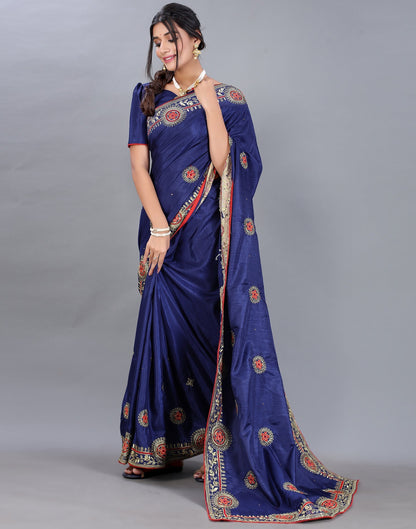 Navy Blue Embroidery Saree | Sudathi