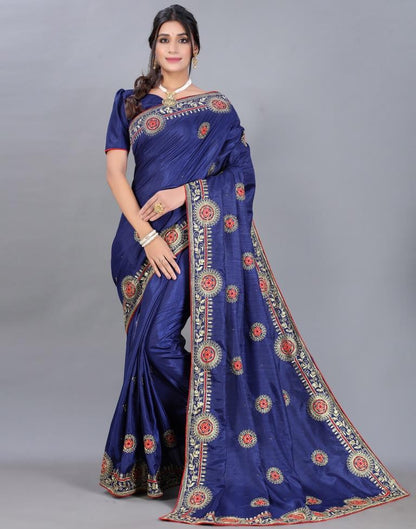 Navy Blue Embroidery Saree | Sudathi