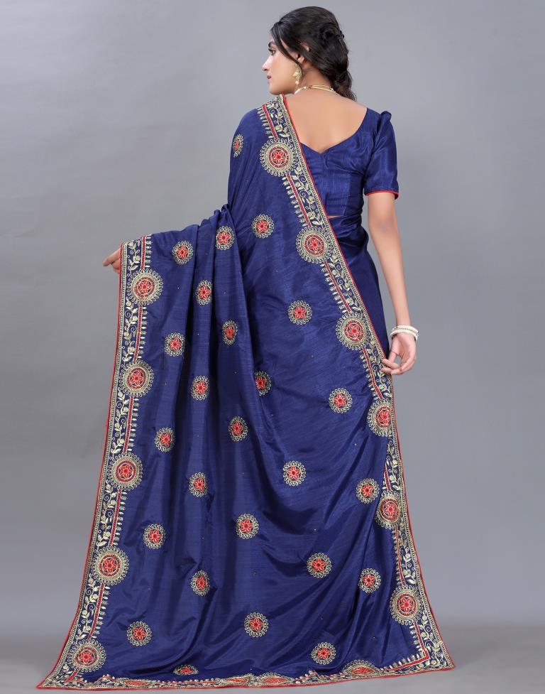 Navy Blue Embroidery Saree | Sudathi