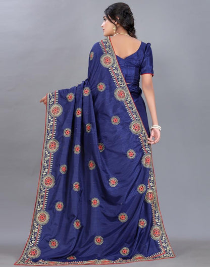 Navy Blue Embroidery Saree | Sudathi