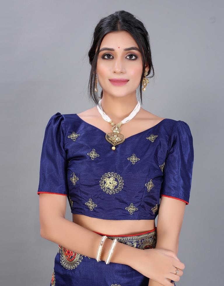 Navy Blue Embroidery Saree | Sudathi