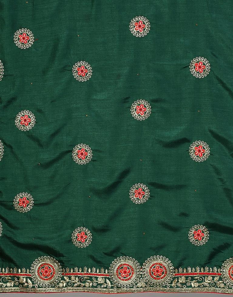 Bottle Green Embroidery Saree | Sudathi