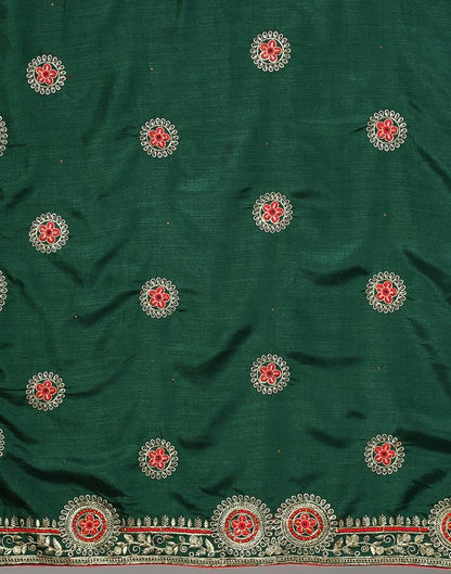 Bottle Green Embroidery Saree | Sudathi