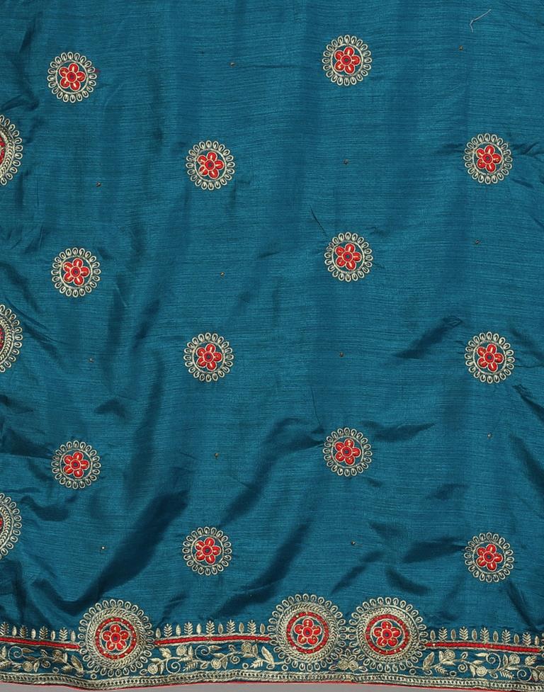 Peacock Blue Embroidery Saree | Sudathi