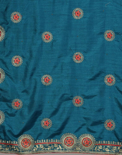 Peacock Blue Embroidery Saree | Sudathi