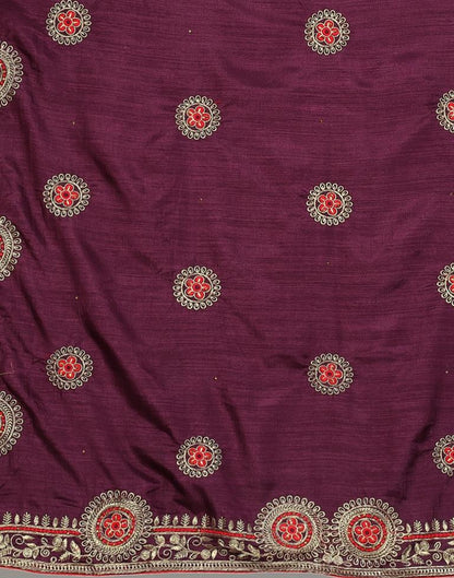 Wine Embroidery Saree | Sudathi