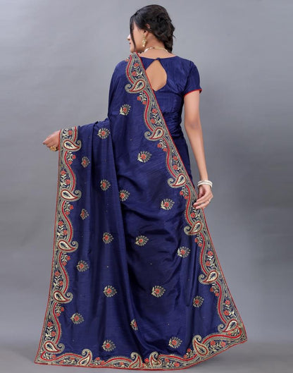 Navy Blue Embroidery Saree | Sudathi