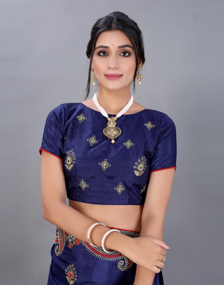 Navy Blue Embroidery Saree | Sudathi