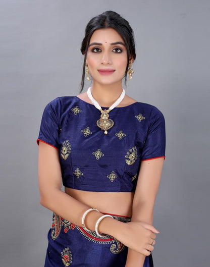 Navy Blue Embroidery Saree | Sudathi