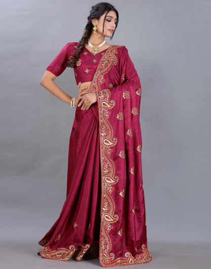 Maroon Embroidery Saree | Sudathi