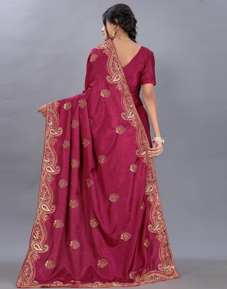 Maroon Embroidery Saree | Sudathi