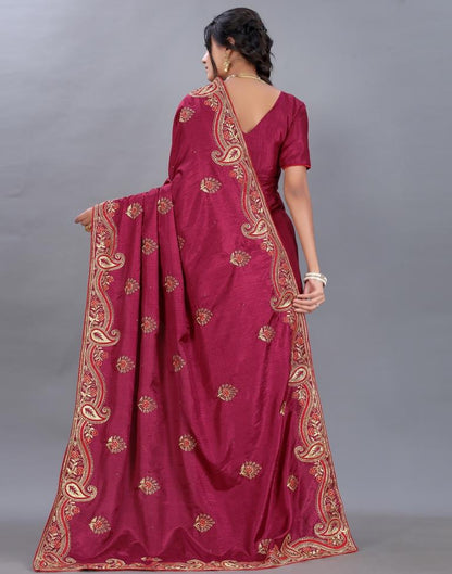 Maroon Embroidery Saree | Sudathi
