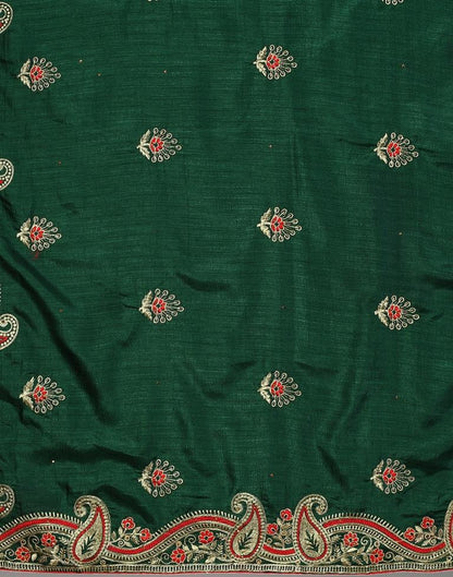 Bottle Green Embroidery Saree | Sudathi