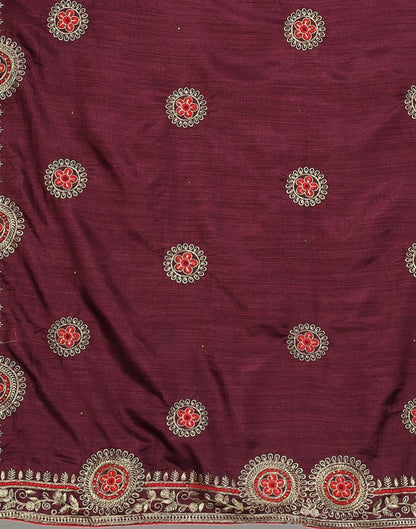 Maroon Embroidery Saree | Sudathi