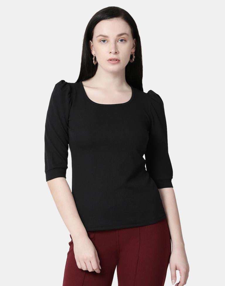 Black Colored Lycra Knitted Top | Sudathi