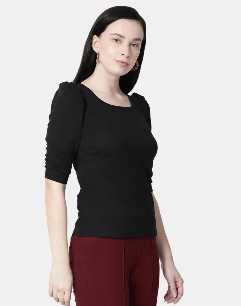 Black Colored Lycra Knitted Top | Sudathi