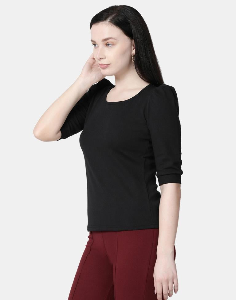 Black Colored Lycra Knitted Top | Sudathi