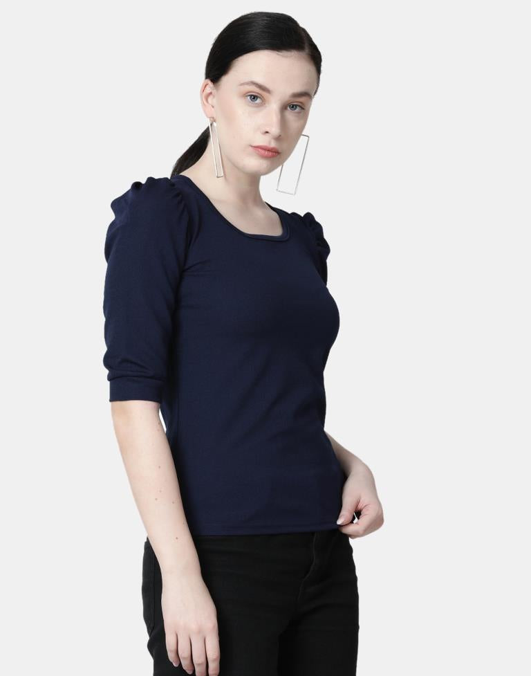 Blue Colored Lycra Knitted Top | Sudathi