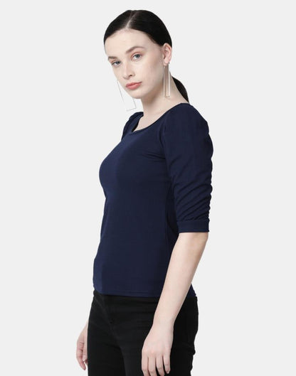 Blue Colored Lycra Knitted Top | Sudathi