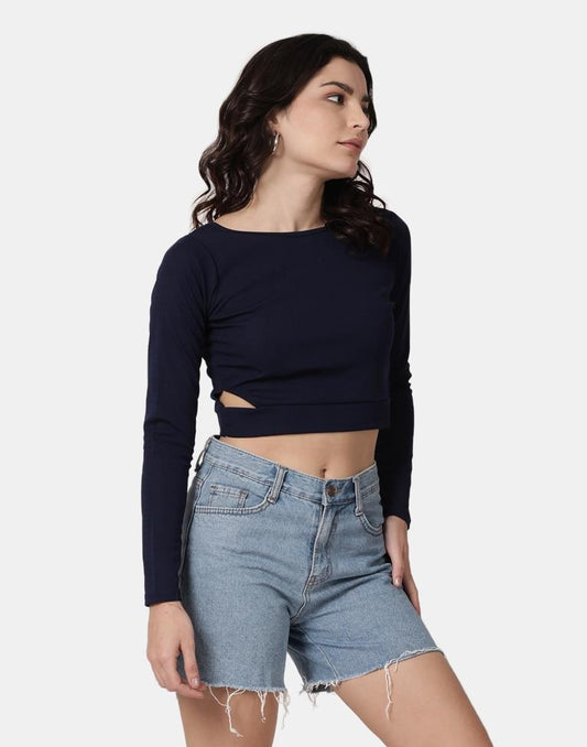 Blue Colored Lycra Knitted Top | Leemboodi
