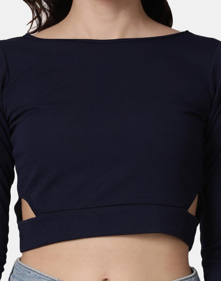 Blue Colored Lycra Knitted Top | Leemboodi