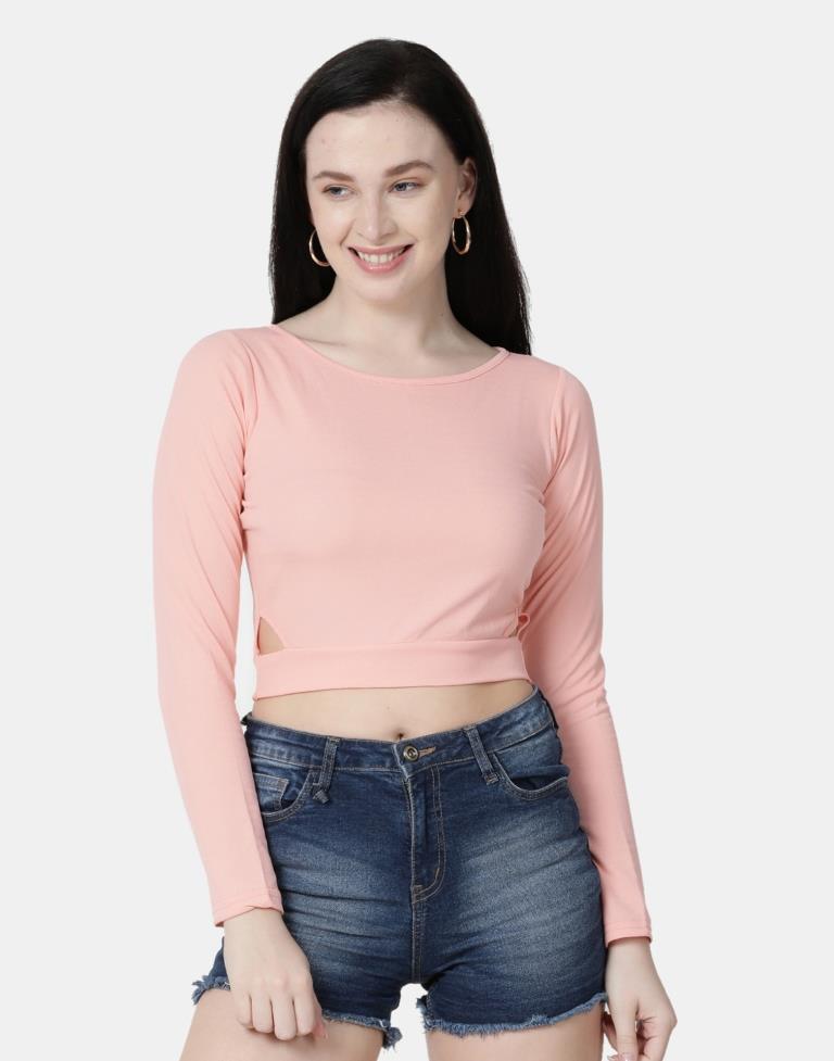 Peach Colored Lycra Knitted Top | Sudathi