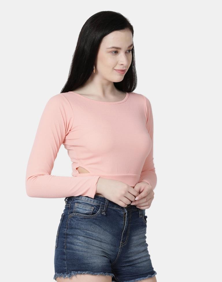 Peach Colored Lycra Knitted Top | Sudathi