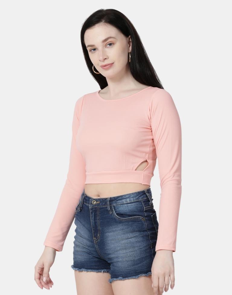 Peach Colored Lycra Knitted Top | Sudathi