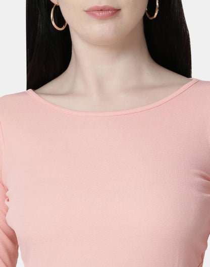 Peach Colored Lycra Knitted Top | Sudathi