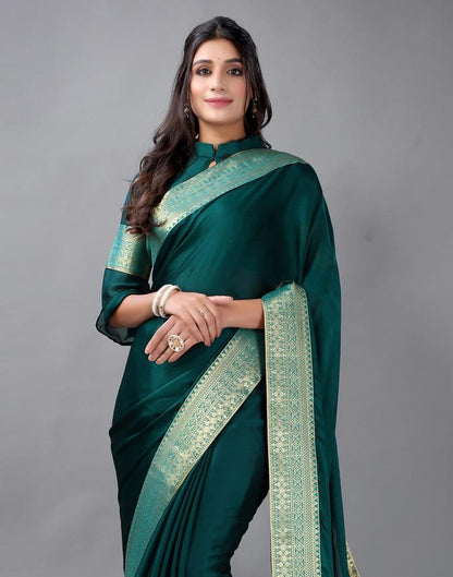 Rama Green Plain Chiffon Saree