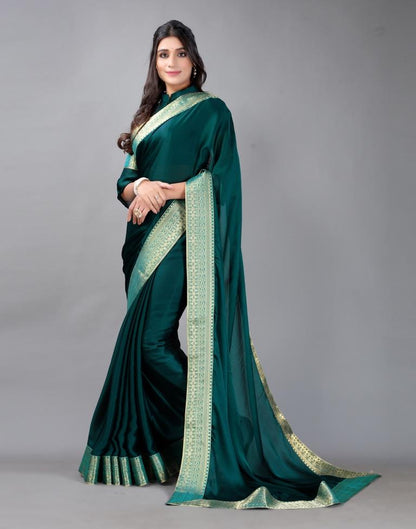 Rama Green Plain Chiffon Saree