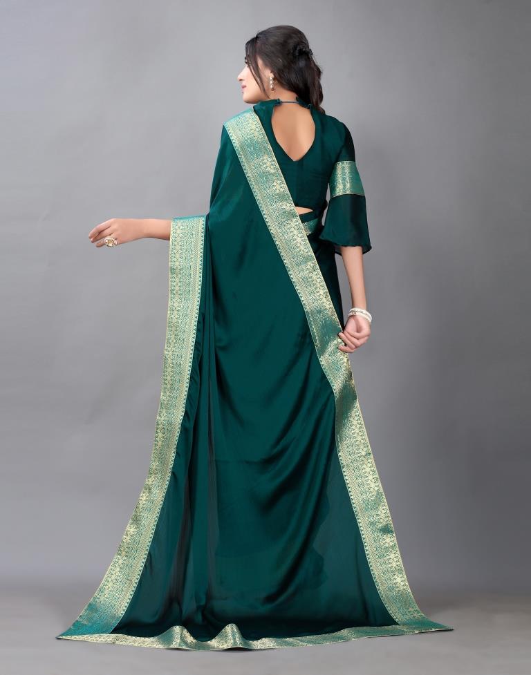 Rama Green Plain Chiffon Saree