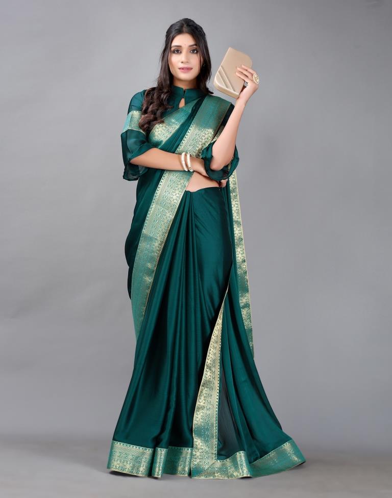 Rama Green Plain Chiffon Saree