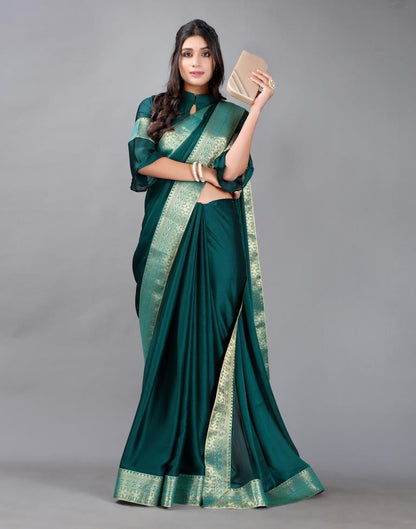 Rama Green Plain Chiffon Saree
