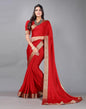 Red Plain Chiffon Saree
