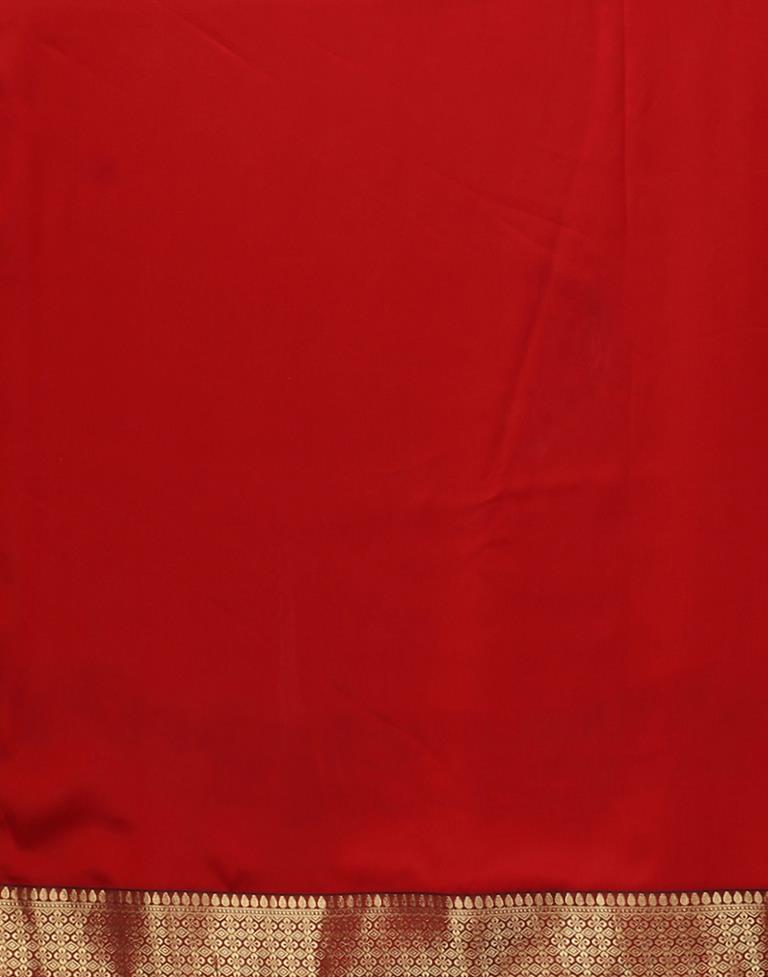 Red Plain Chiffon Saree