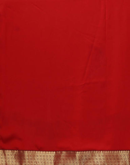 Red Plain Chiffon Saree