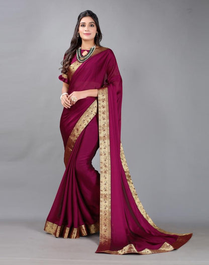 Wine Plain Georgette Saree