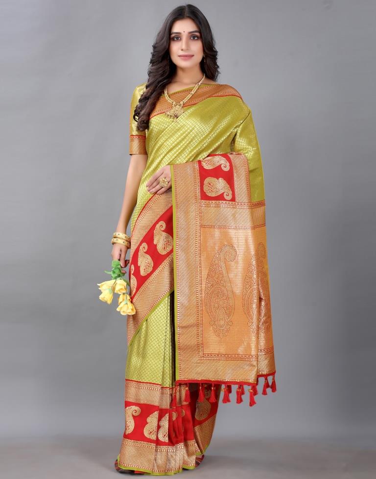 Lime Green Silk Saree | Sudathi