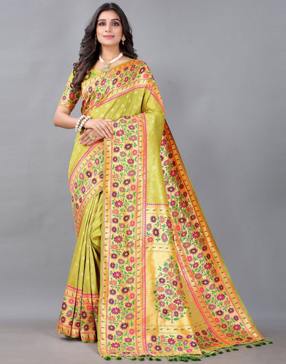 Lime Green Silk Saree | Sudathi