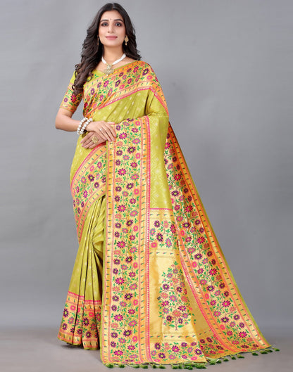 Lime Green Silk Saree | Sudathi