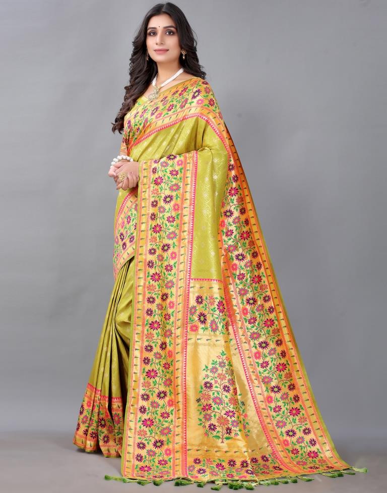 Lime Green Silk Saree | Sudathi