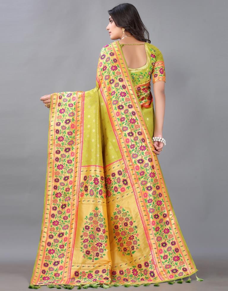 Lime Green Silk Saree | Sudathi