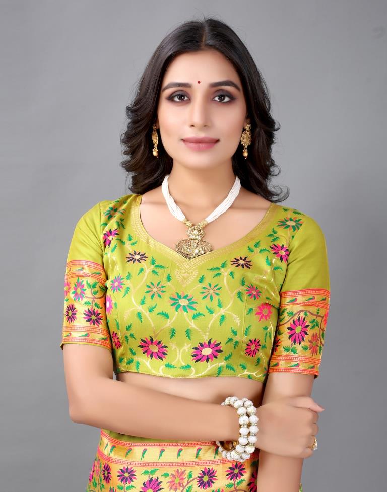 Lime Green Silk Saree | Sudathi